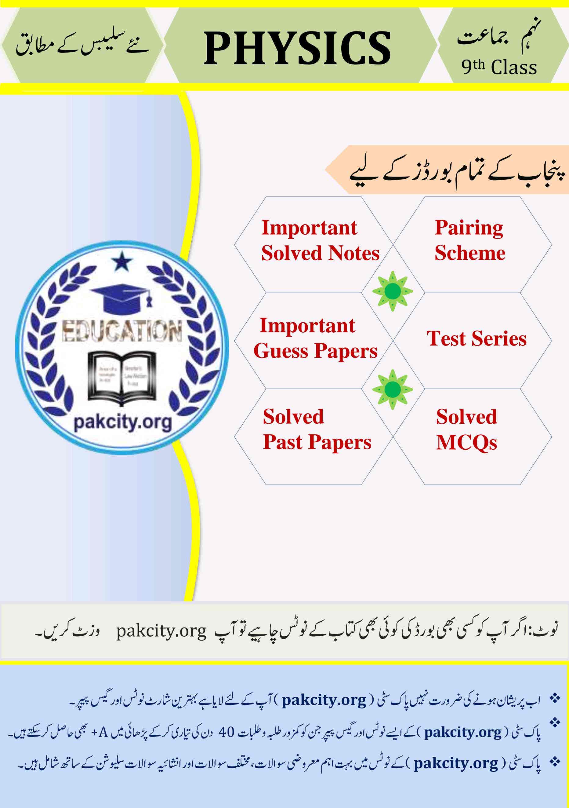 Physics English Medium Class 9 Punjab Board